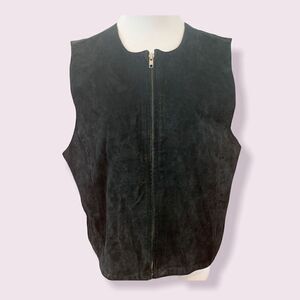 Vintage 90’s black suede zip up vest L